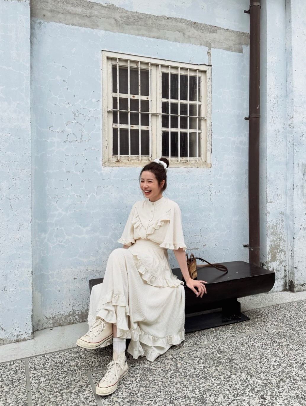 《Chant the moon spell》Flare sleeve frill blouse-Ivory 着用例 156cm
      トップスS、ボトムスS着用