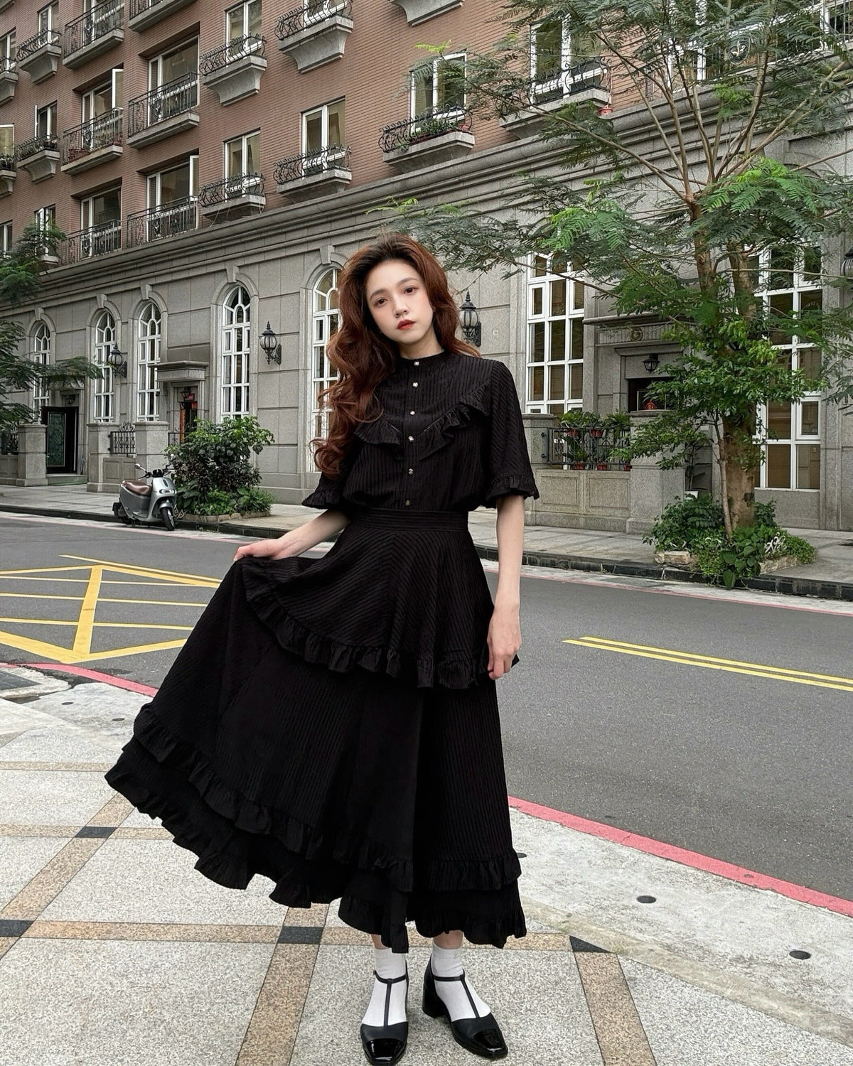 《Chant the Moon Spell》Layered Frill Skirt-Black 着用例 159cm
      トップスS、ボトムスS着用