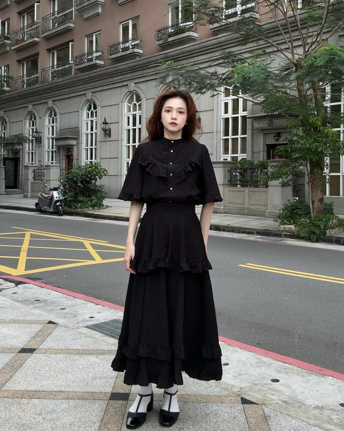《Chant the Moon Spell》Layered Frill Skirt-Black 着用例 159cm
      トップスS、ボトムスS着用
