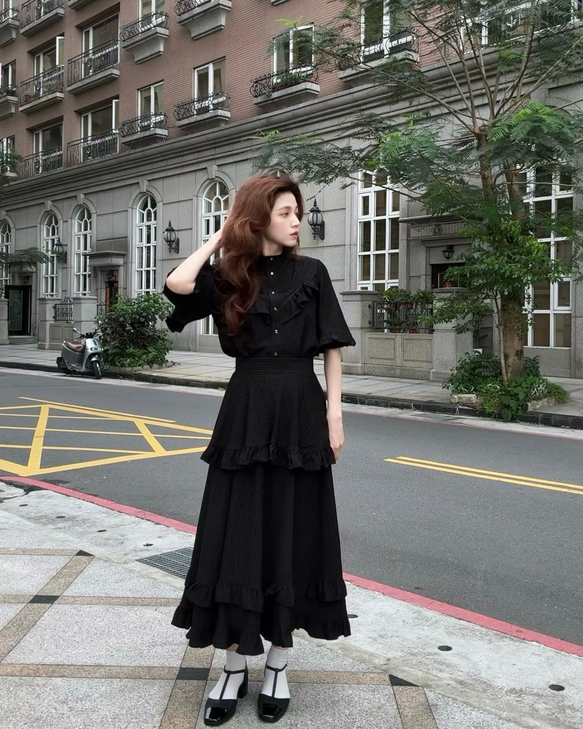 《Chant the Moon Spell》Layered Frill Skirt-Black 着用例 159cm
      トップスS、ボトムスS着用