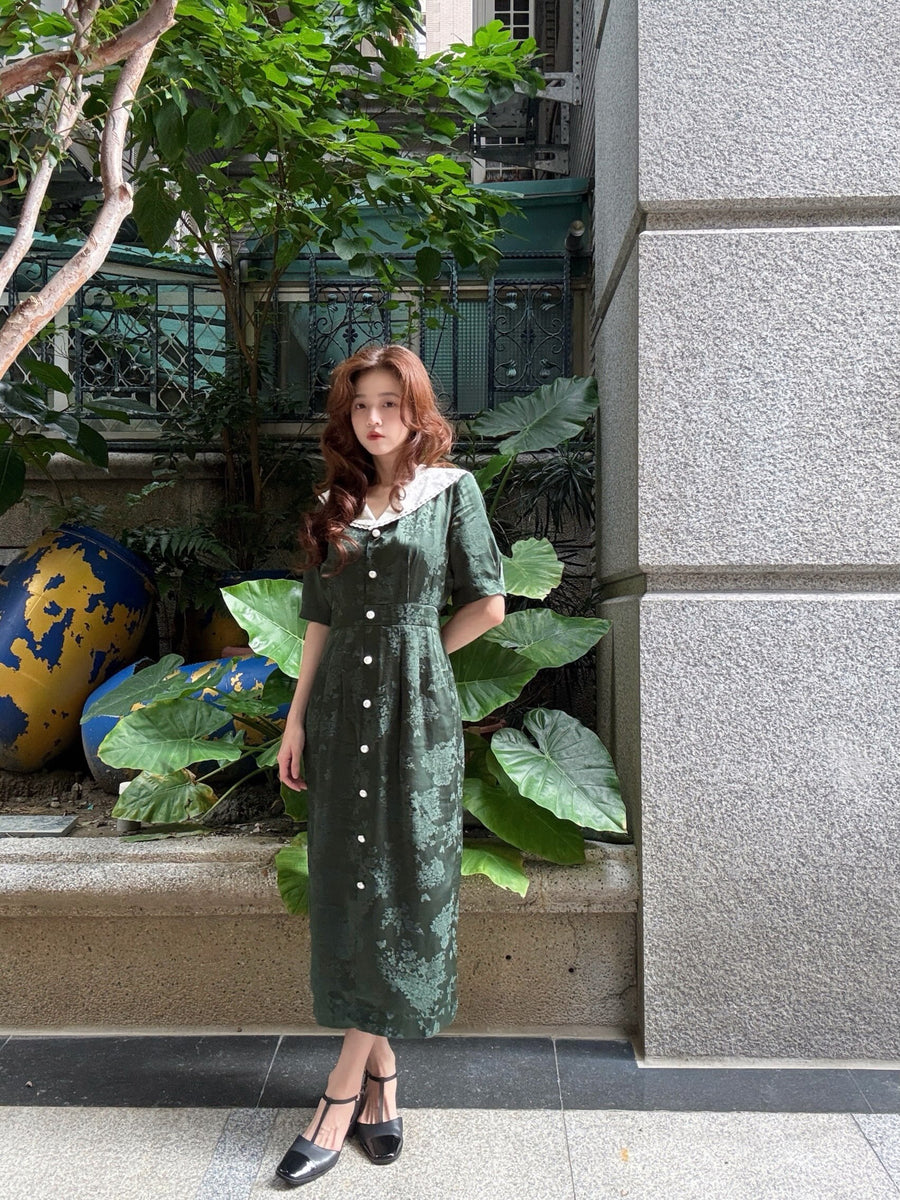 《How many baozi are in a basket? 》Lace trim jacquard dress-Black 着用例 159cm
      ドレスS着用