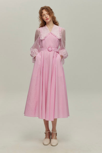 《メリーがまた嫉妬している》シースルーフリルブラウス-Pink