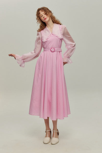 《メリーがまた嫉妬している》シースルーフリルブラウス-Pink