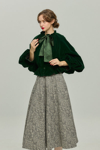 《アルファベット順に並べる》バルーンスリーブリボントップス-Green