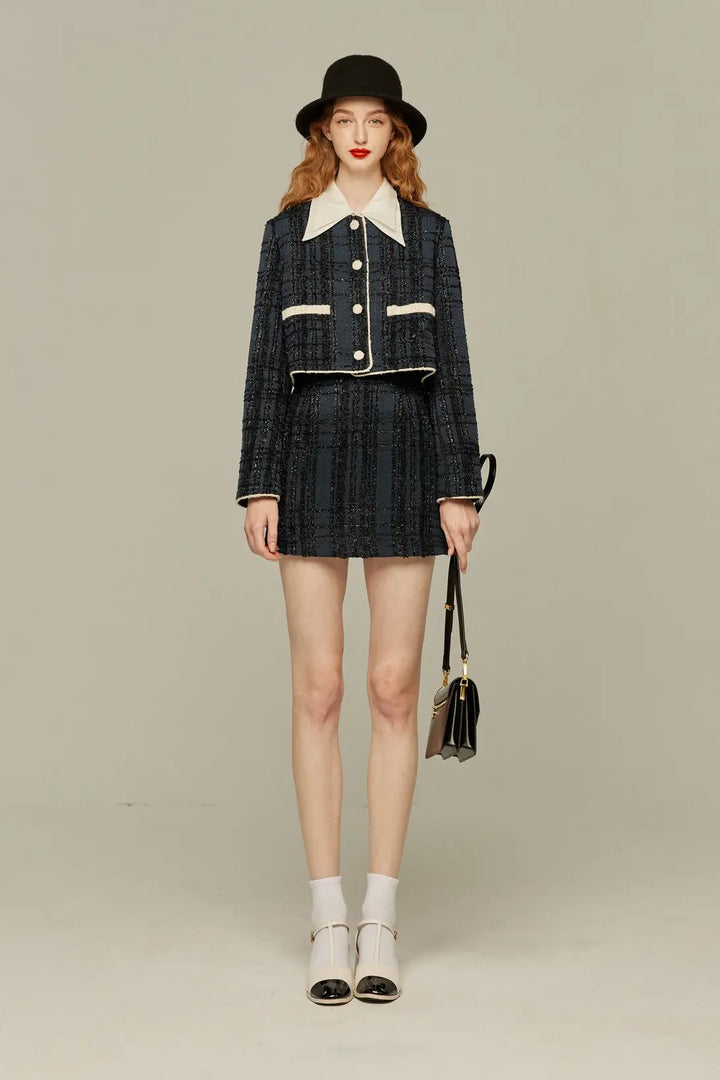 《予約したのはファーストクラス》ハイウエストショートラメスカート-Navy