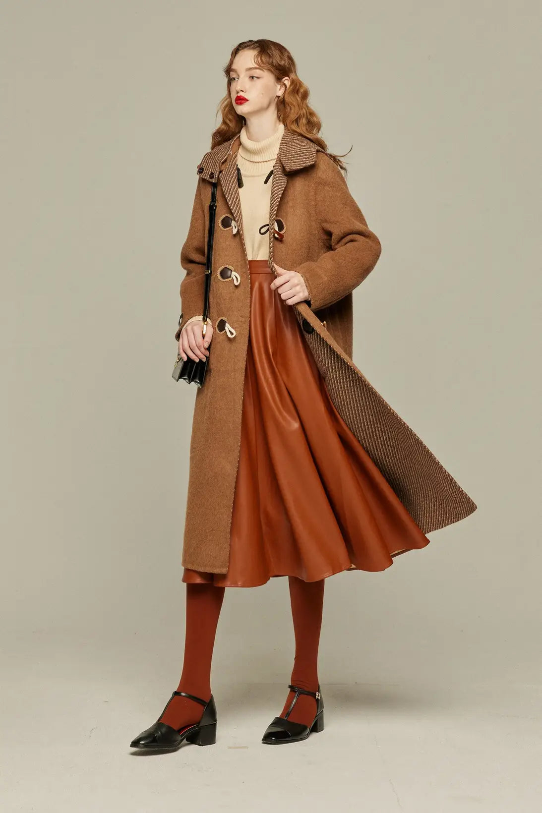 《ぺしゃんこになったサンドウィッチ》2wayリバーシブルウールコート-Brown