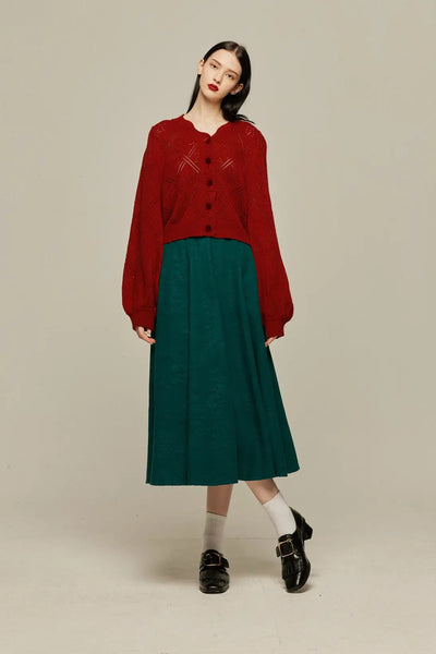 《まだ顔パック中》ロゴニットカーディガン-Orange red