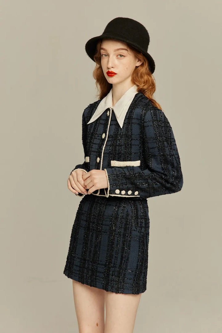 《予約したのはファーストクラス》ハイウエストショートラメスカート-Navy
