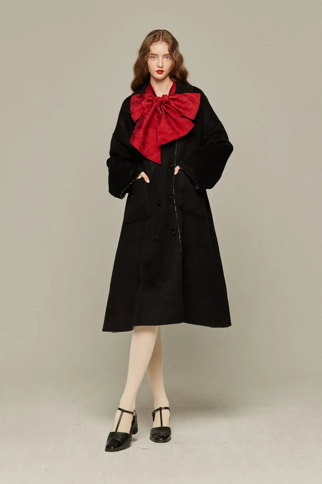 《スーベニアショップに寄ろう》バルーンスリーブリボントップス-Red