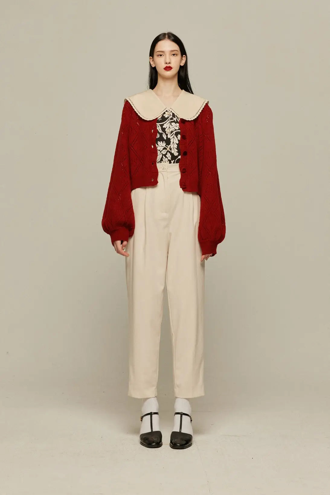 《まだ顔パック中》ロゴニットカーディガン-Orange red