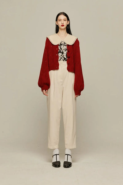 《まだ顔パック中》ロゴニットカーディガン-Orange red