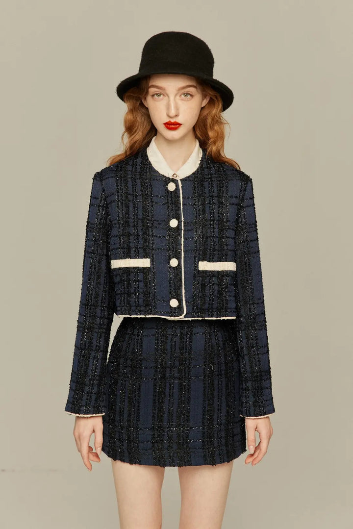 《予約したのはファーストクラス》ハイウエストショートラメスカート-Navy