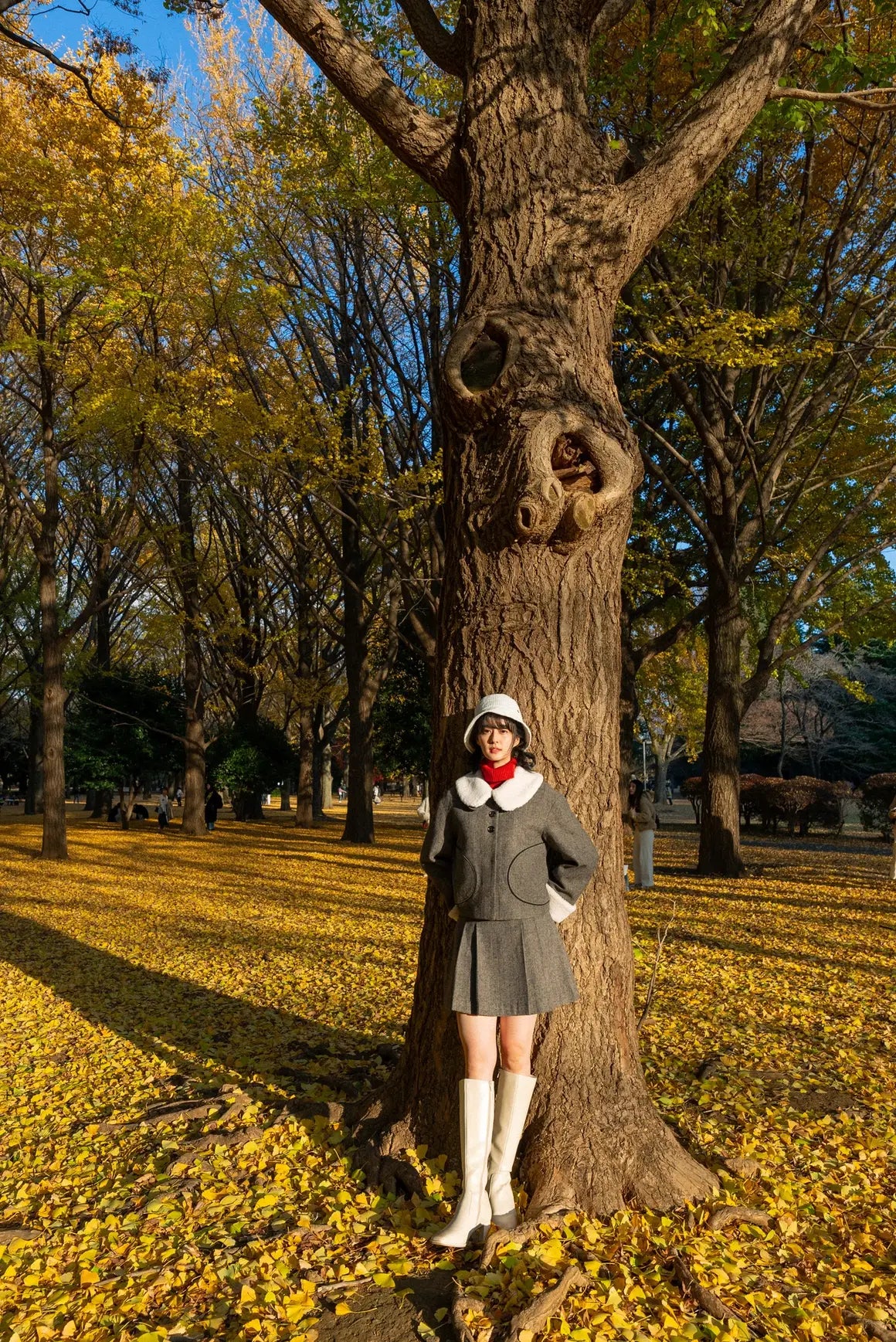 《袋いっぱい松ぼっくりを拾った》2wayウールブレンドジャケット-Gray