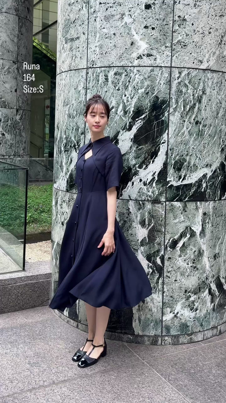 《魔法を一振りして》クラシカルシャツドレス-Navy