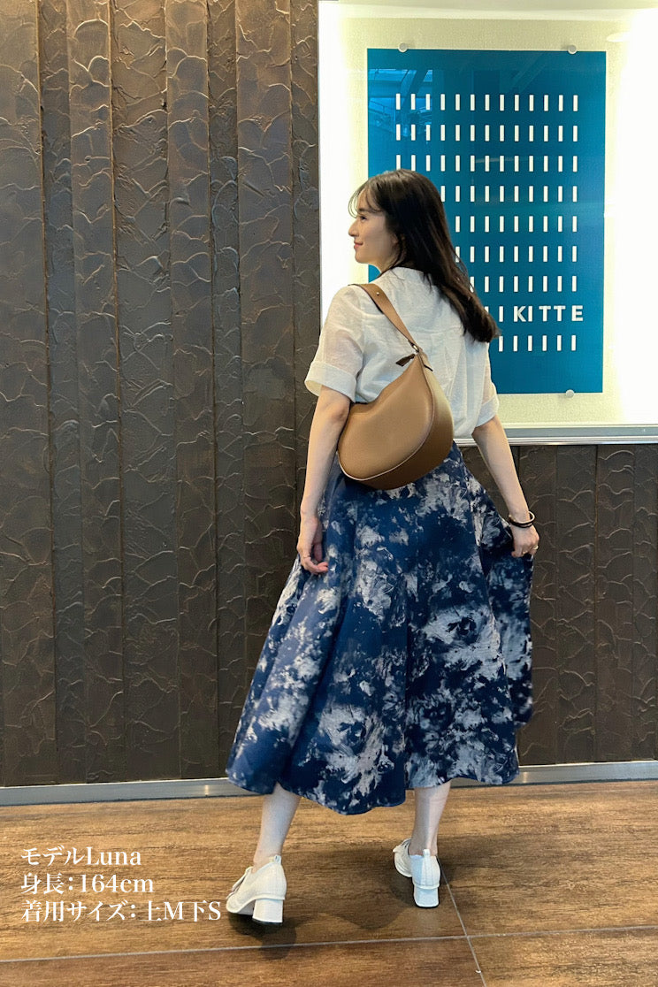 《まずは目隠しをしよう》シノワズリジャガードハイウエストスカート-Navy