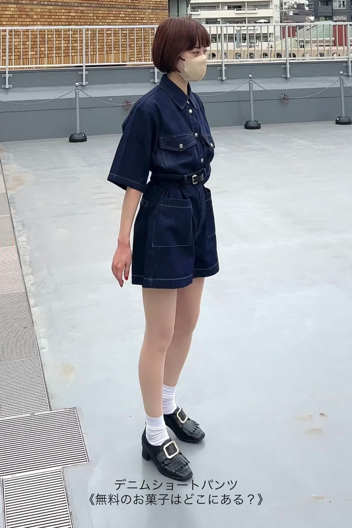 [Today is Sunday] Oversized denim tops-Navy