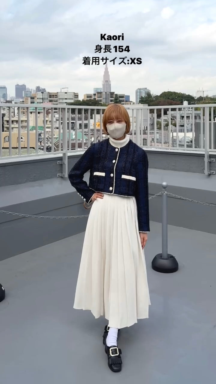 《フランス語は話せますか？》ハイウエストプリーツスカート-Ivory