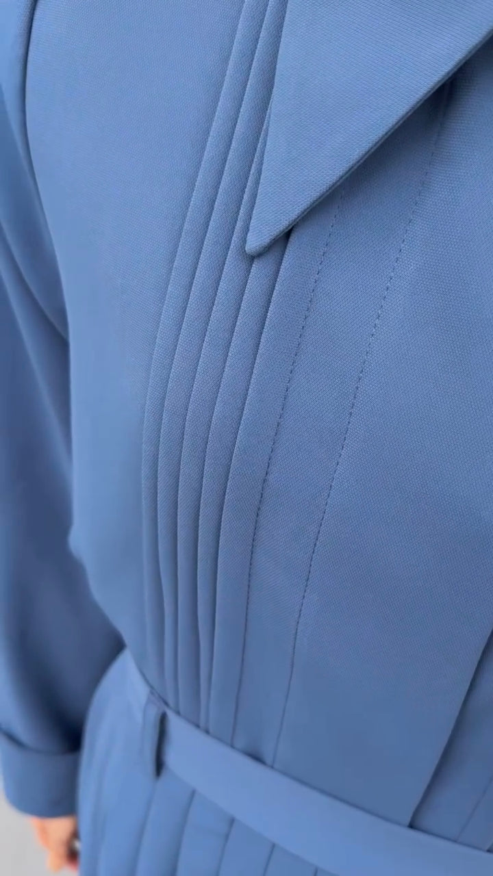 《フランス語は話せますか？》ピンタックブラウス-Gray Blue