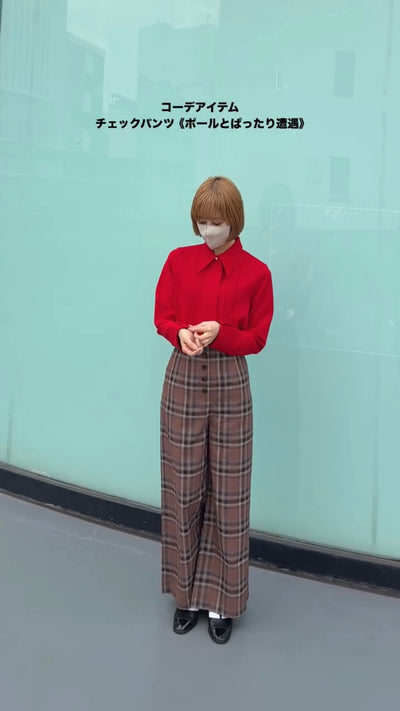 《フランス語は話せますか？》ピンタックブラウス-Red