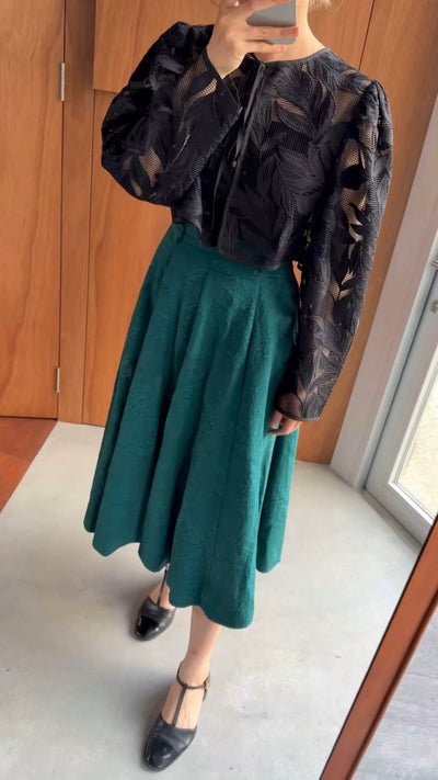 《ルーシーと入れ替わった》インナー付きボタニカルパターンサマージャケット-Black