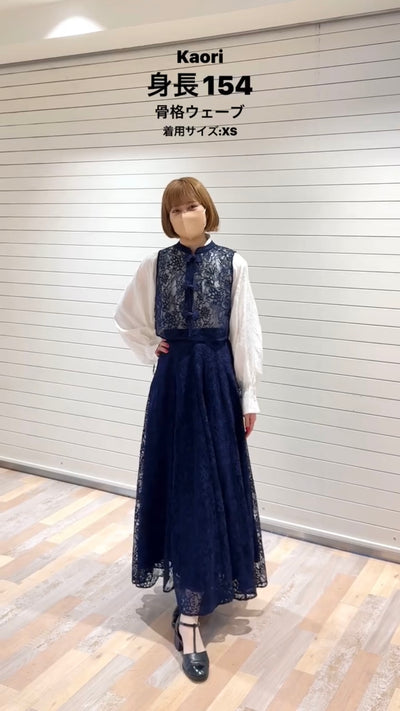 《100年も前からある》チャイナバックルスリーブレストップス-Navy