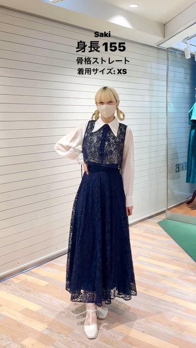 《100年も前からある》チャイナバックルスリーブレストップス-Navy