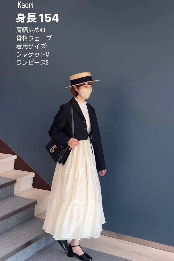 《酔っ払ったオードリー》ティアードギャザーワンピース-Ivory