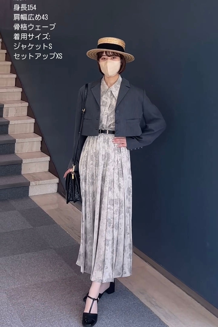 《ステージに花束を投げて》シノワズリハイウエストプリーツスカート-Beige
