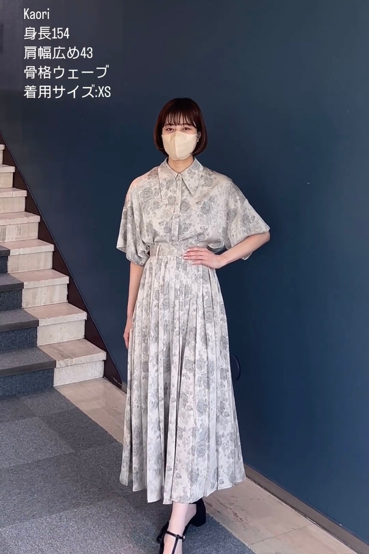 《ステージに花束を投げて》シノワズリハイウエストプリーツスカート-Beige