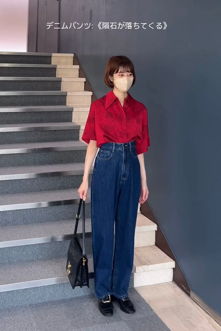 《ステージに花束を投げて》シノワズリジャガードブラウス-Red