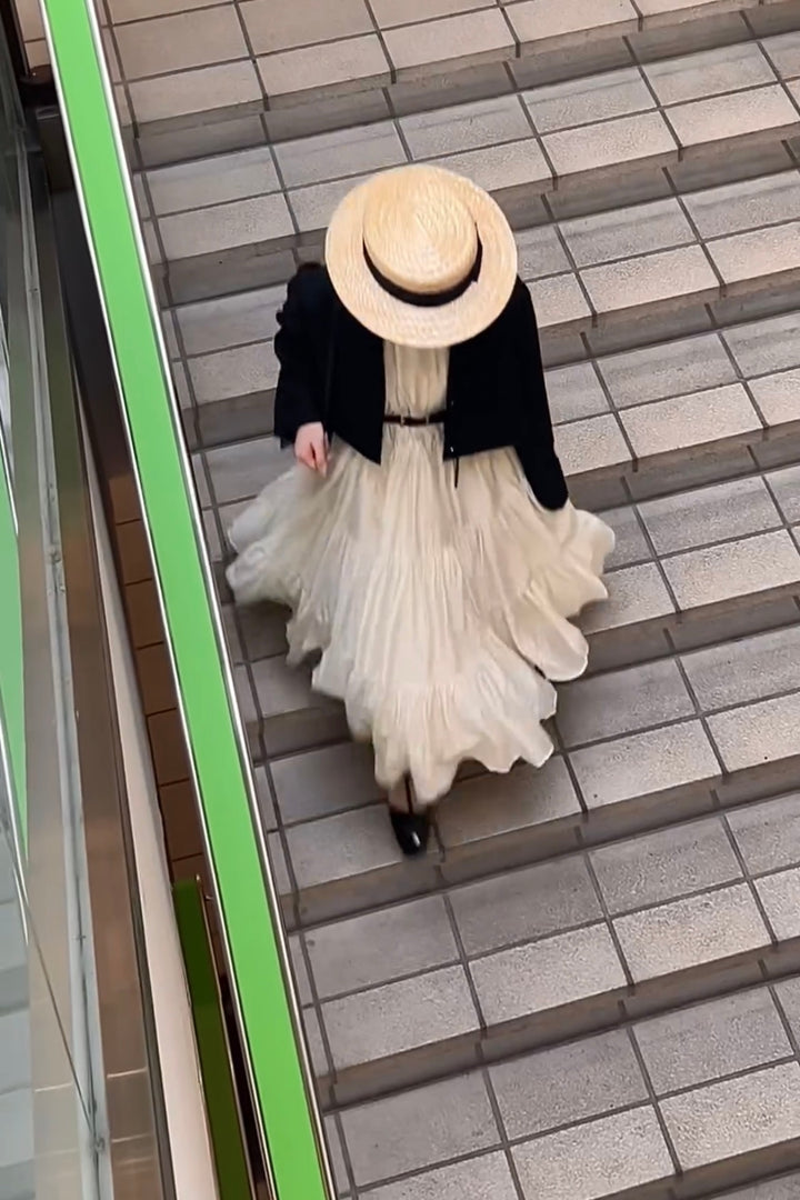 《酔っ払ったオードリー》ティアードギャザーワンピース-Ivory