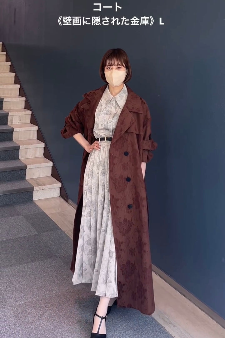 《ステージに花束を投げて》シノワズリハイウエストプリーツスカート-Beige