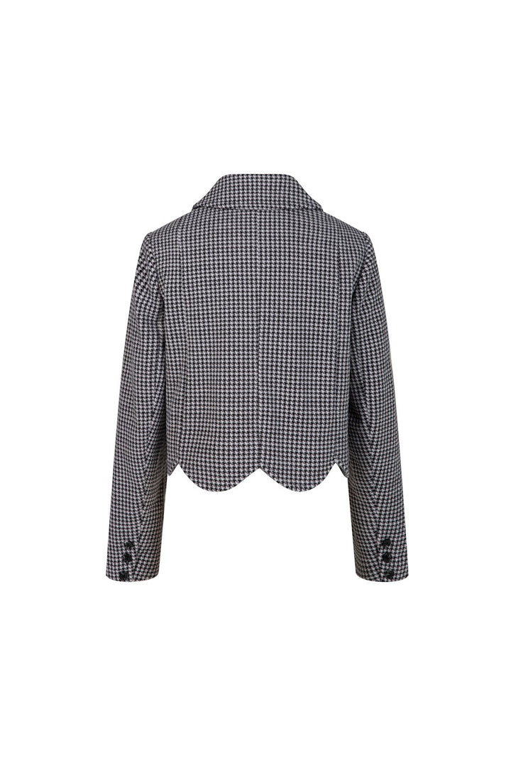 [Pinch your cheek] Big color scallop design jacket-Coffee