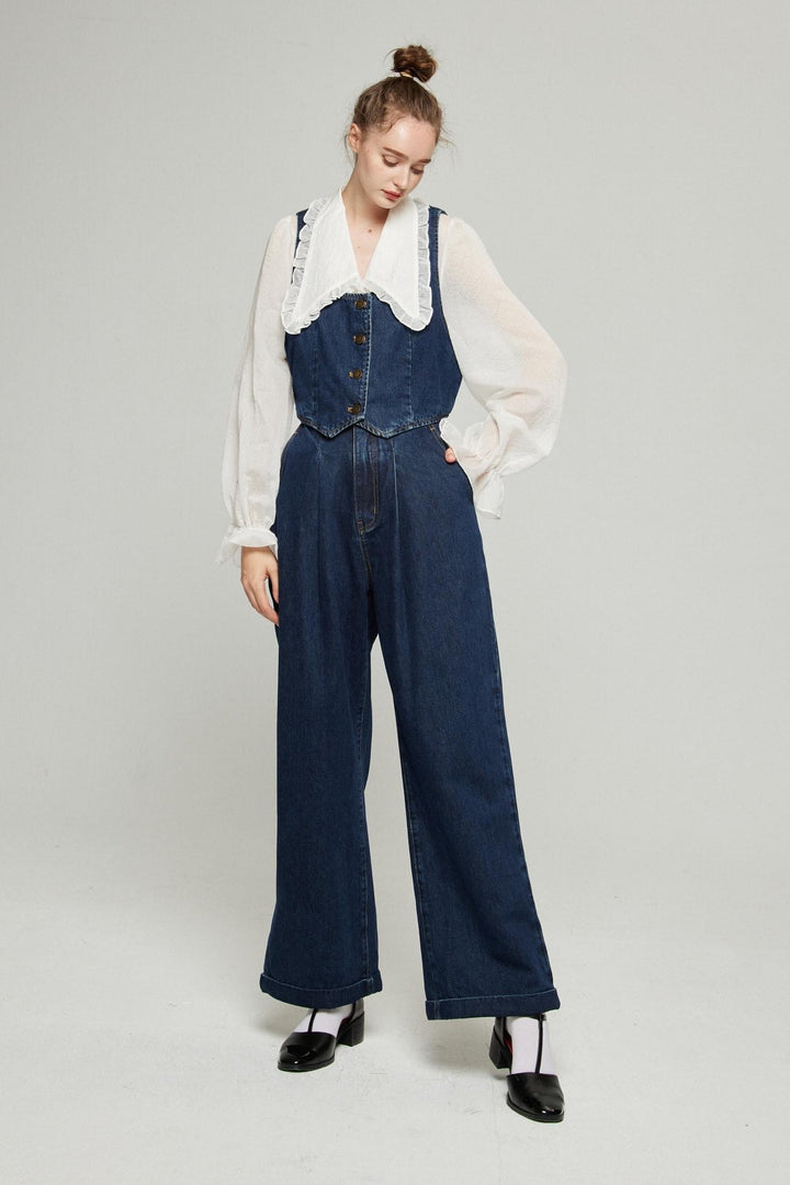 《メリーがまた嫉妬している》シースルーフリルブラウス-Off White