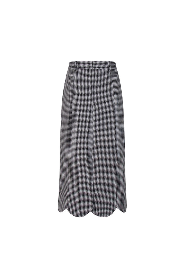 [Pinch your cheeks] High waist scallop design skirt-Coffee