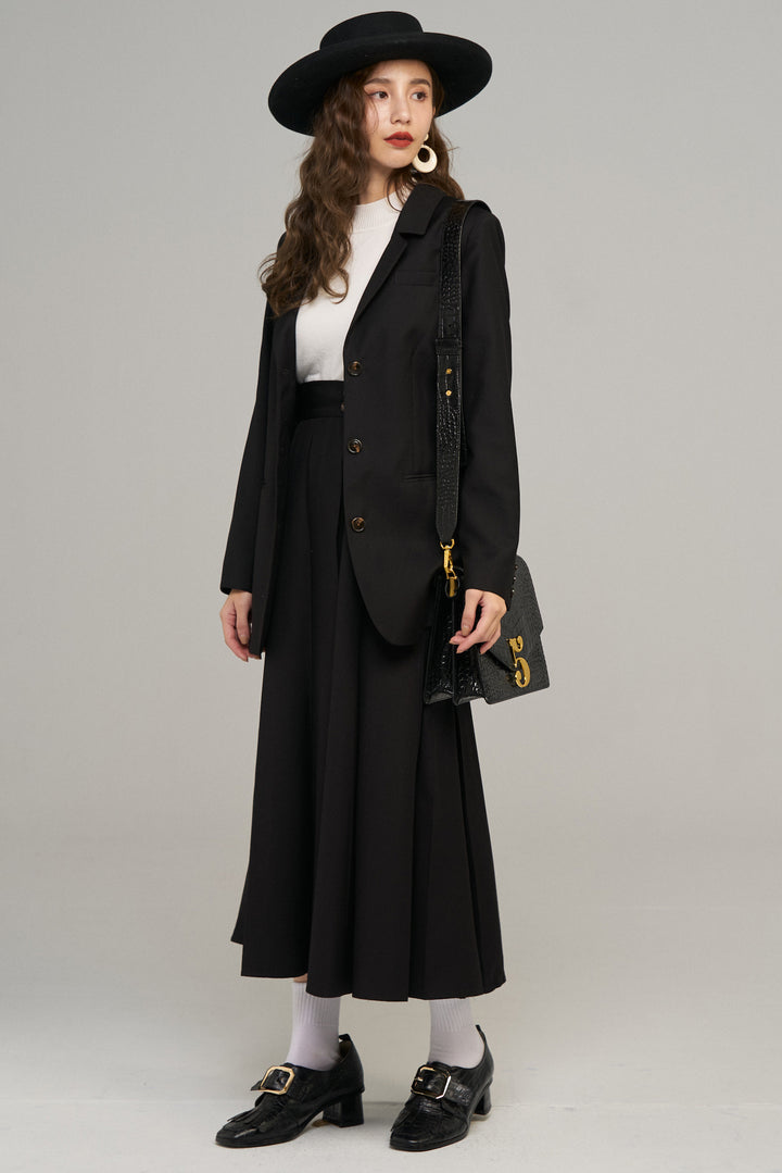 《I have to hang up the phone》High waist box pleat skirt (Copy)