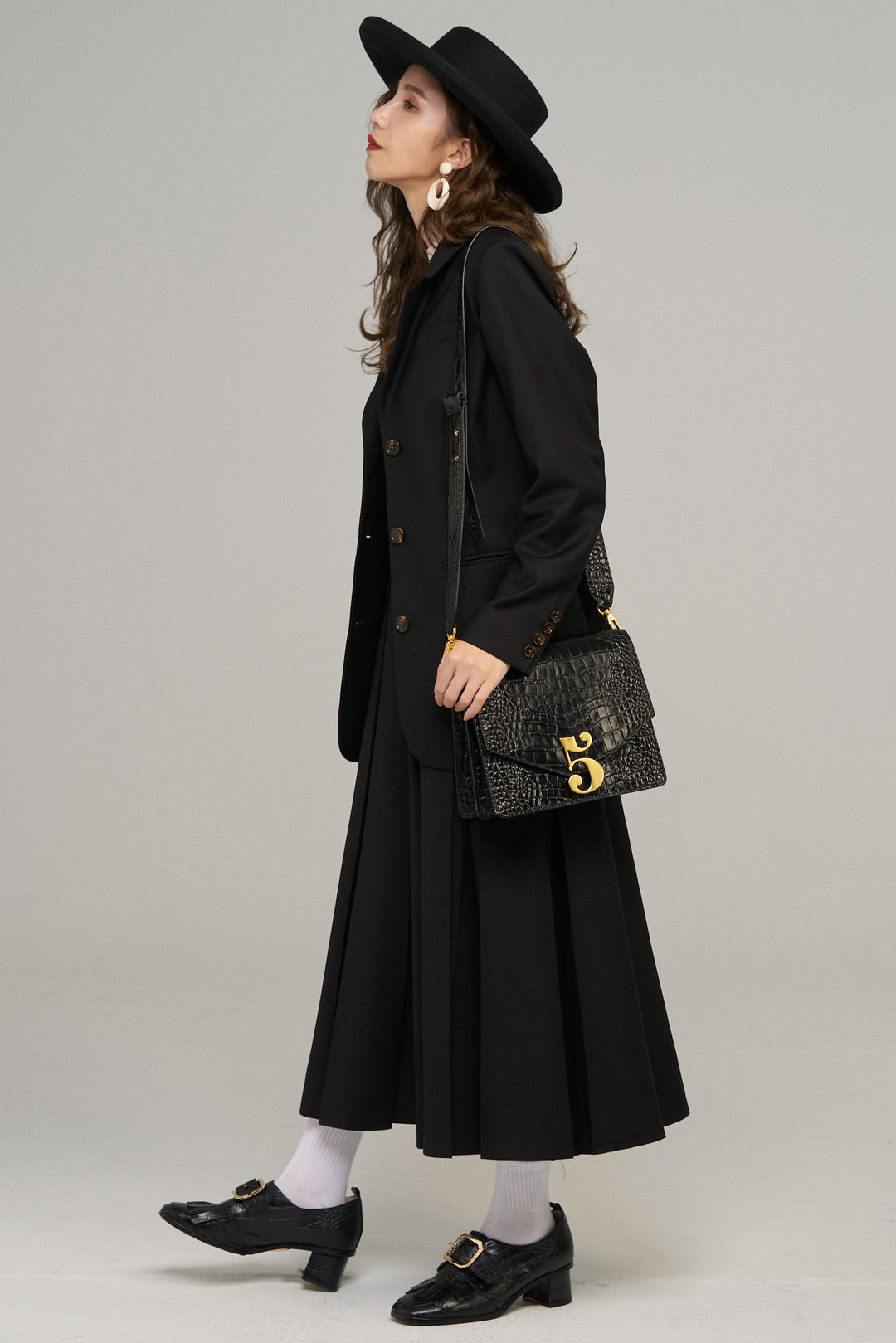 《I have to hang up the phone》High waist box pleat skirt (Copy)