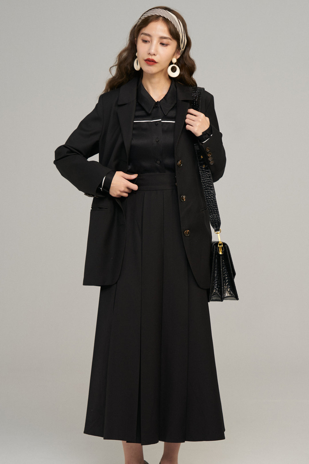 《I have to hang up the phone》High waist box pleat skirt (Copy)