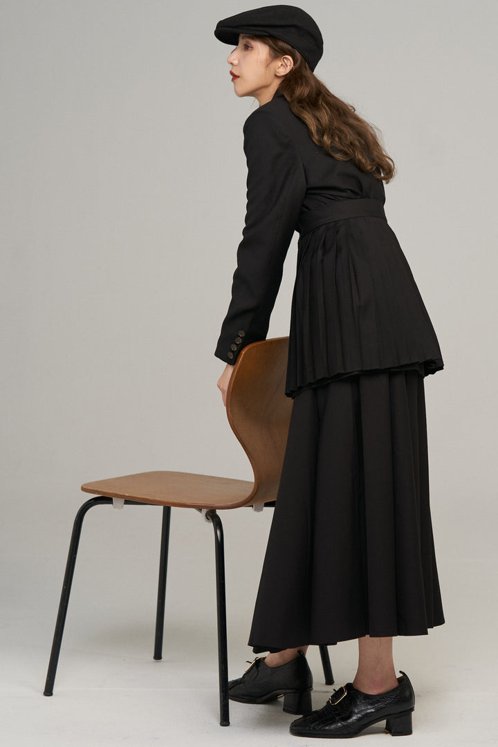 《I have to hang up the phone》High waist box pleat skirt (Copy)