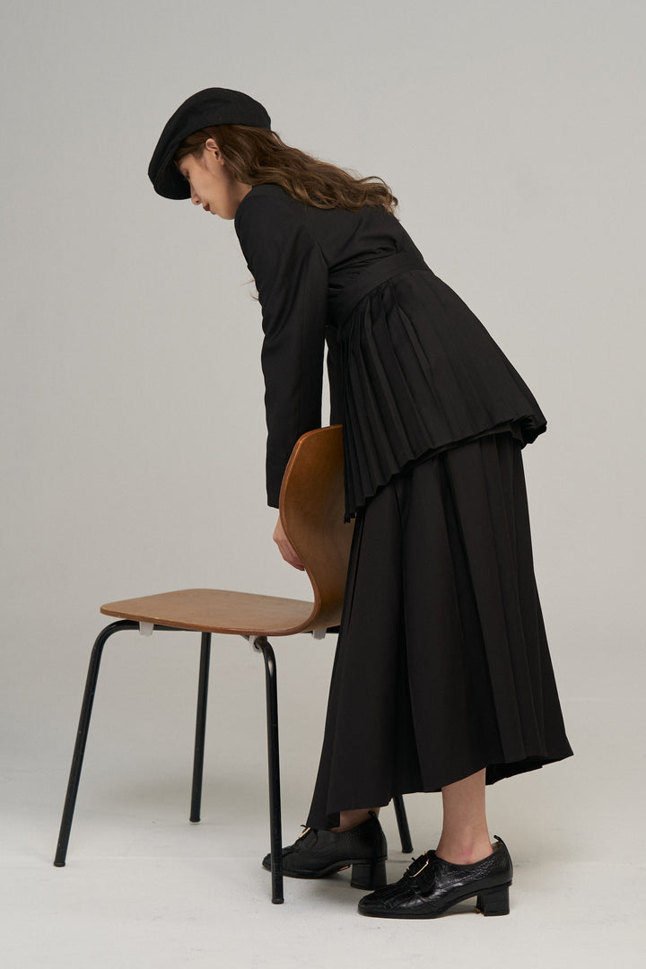 《I have to hang up the phone》High waist box pleat skirt (Copy)
