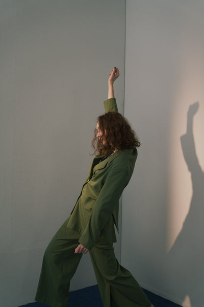 《木の枝で地図を描いて》ダブルボタンジャケット-Light green
