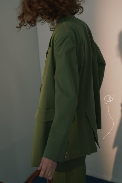 《木の枝で地図を描いて》ダブルボタンジャケット-Light green