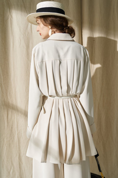 《ココナッツフレーバー》プリーテッドロングブラウス-Ivory