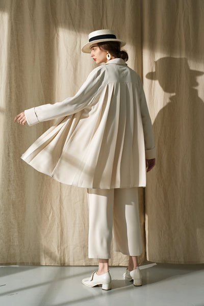 《ココナッツフレーバー》プリーテッドロングブラウス-Ivory
