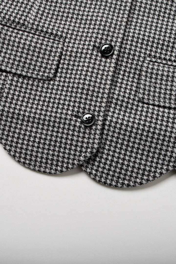 [Pinch your cheek] Big color scallop design jacket-Coffee