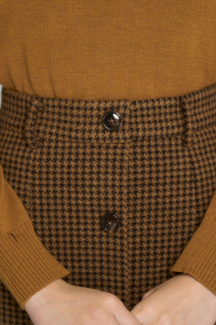 [Pinch your cheeks] High waist scallop design skirt-Coffee