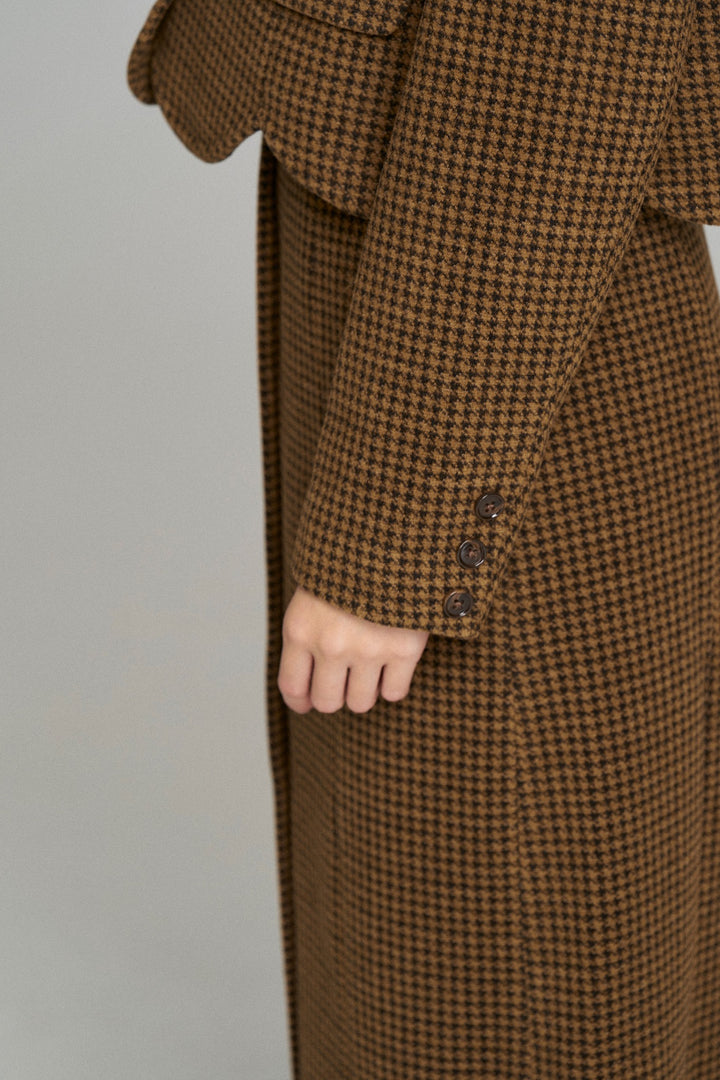 [Pinch your cheeks] High waist scallop design skirt-Coffee
