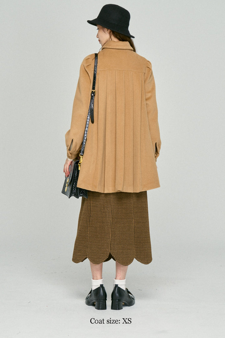 [Pinch your cheeks] High waist scallop design skirt-Coffee