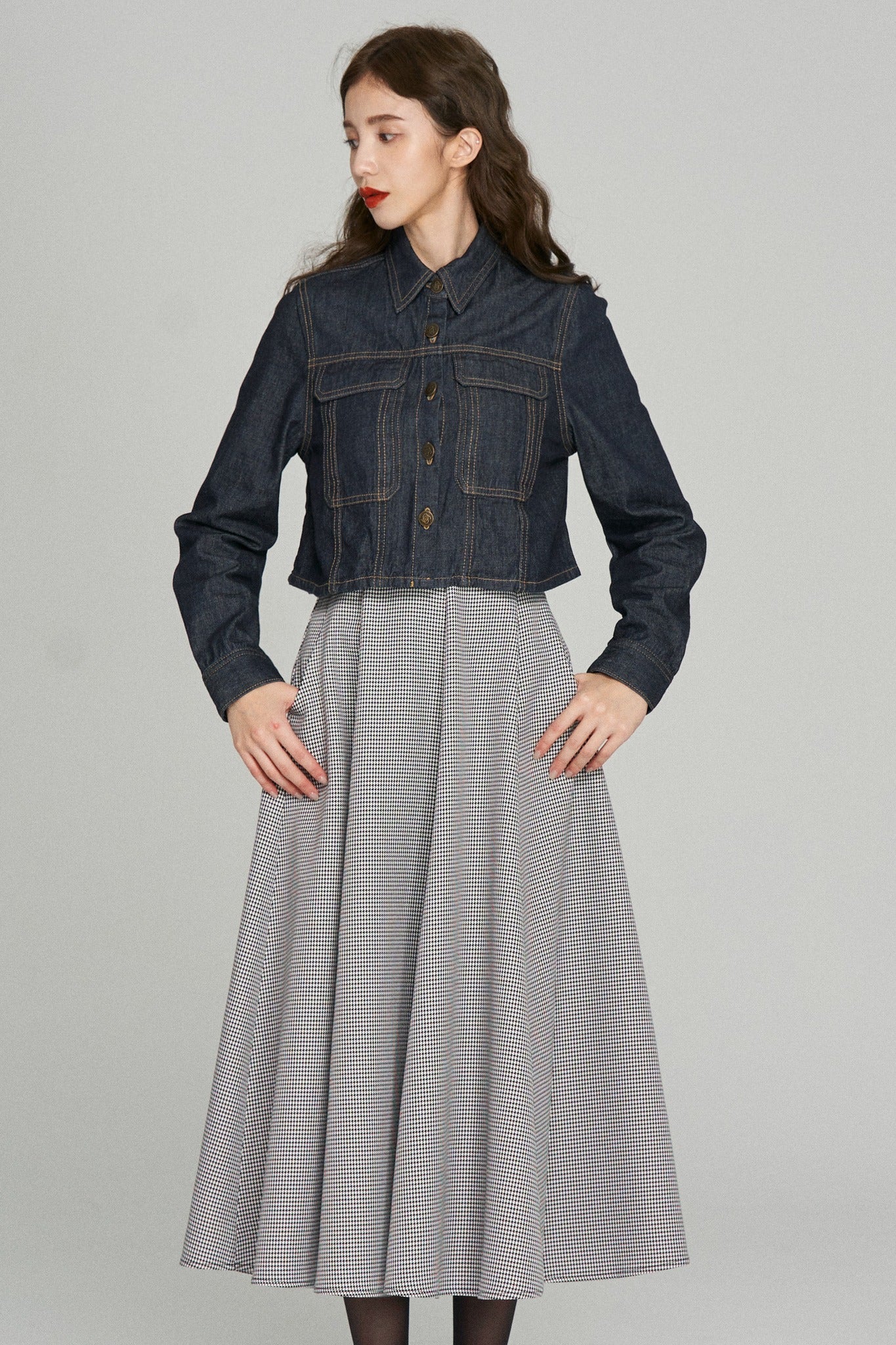 《もうひとつのダイアリー》クロップドデニムジャケット-Navy