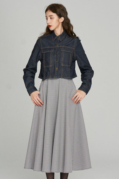 《もうひとつのダイアリー》クロップドデニムジャケット-Navy